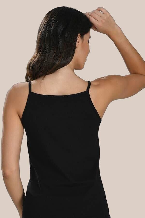 Arias Closet İp Askılı Siyah Ribana Atlet