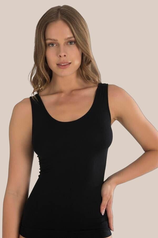 Arias Closet Geniş Askılı Siyah Ribana Atlet