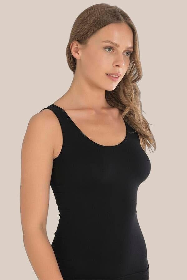 Arias Closet Geniş Askılı Siyah Ribana Atlet