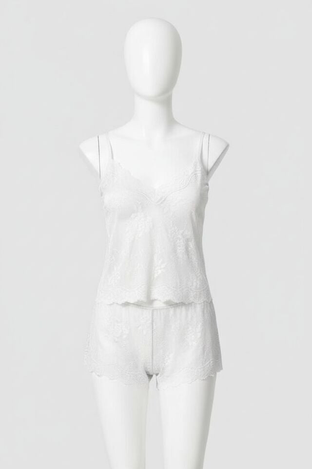 Arias Closet Ekru Jakarlı Babydoll Şort Takımı