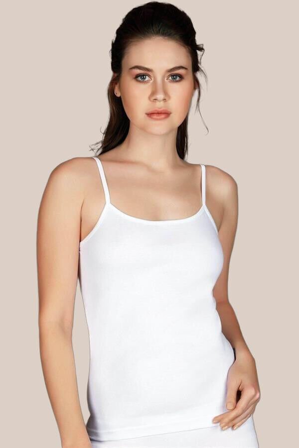 Arias Closet Likralı Pamuklu İp Askılı Beyaz Atlet