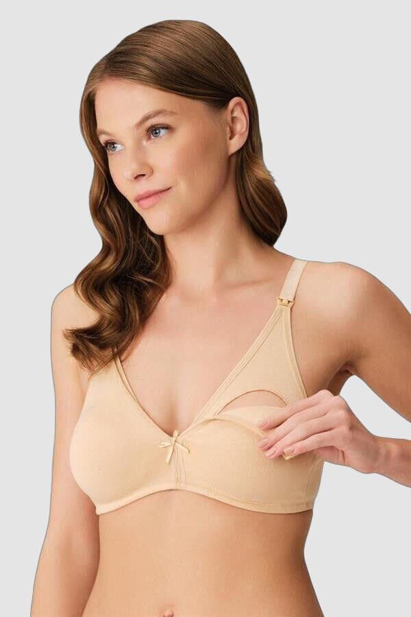 Pamuklu Balensiz Lohusa Önden Açılan Ten Emzirme Sütyeni