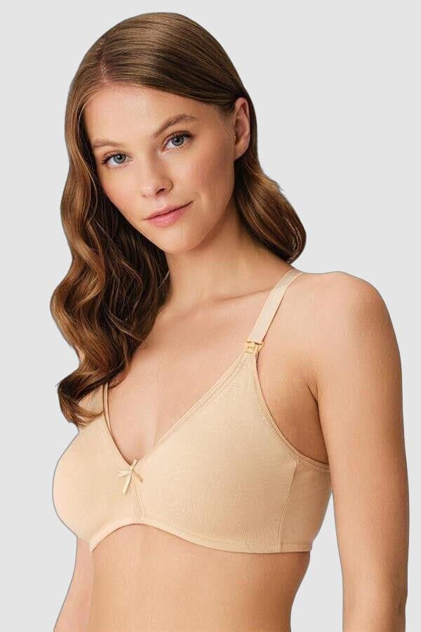 Pamuklu Balensiz Lohusa Önden Açılan Ten Emzirme Sütyeni