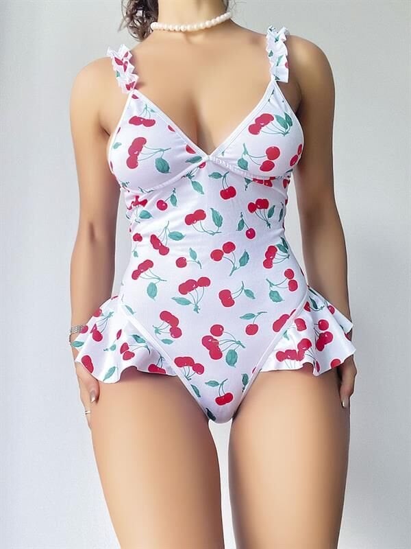 Arias Closet Vişne Desenli Fantezi Body