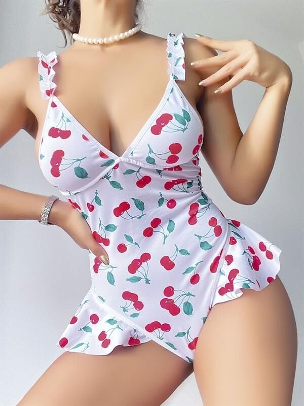 Arias Closet Vişne Desenli Fantezi Body