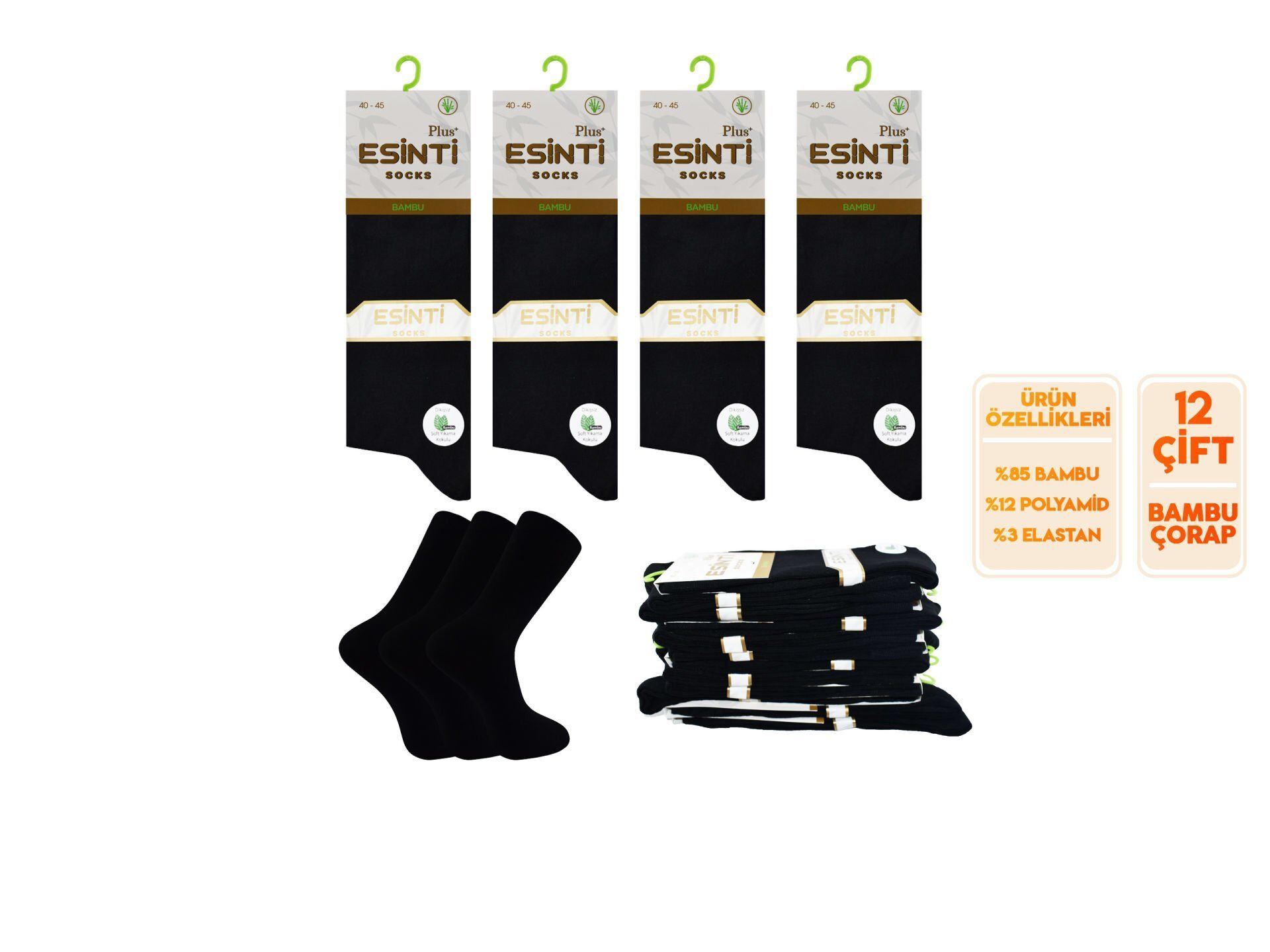 Esinti 25-1 Dikişsiz Kokulu Erkek Bambu Soket 12'li