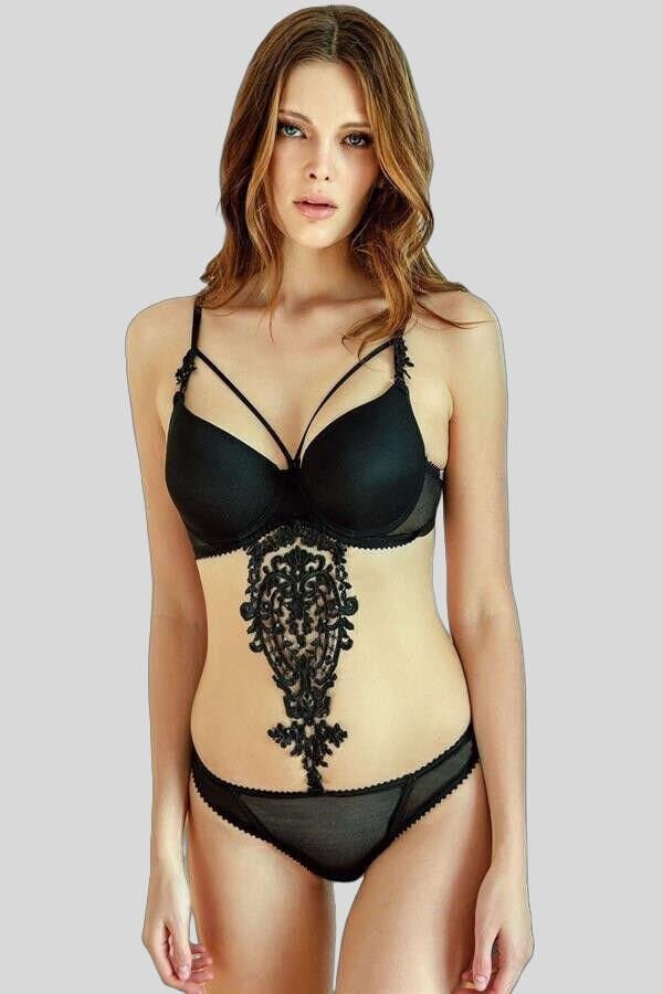 Arias Closet Balenli Destekli Dolgulu Askıları Çıkabilen Yaka Detaylı Çıkabilen Bel Aksesuarlı Sütyen ve Slip Takım