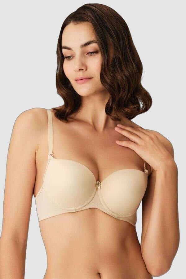 Balenli Desteksiz Dolgusuz Askıları Çıkabilen Günlük Klasik T-Shirt Sütyeni