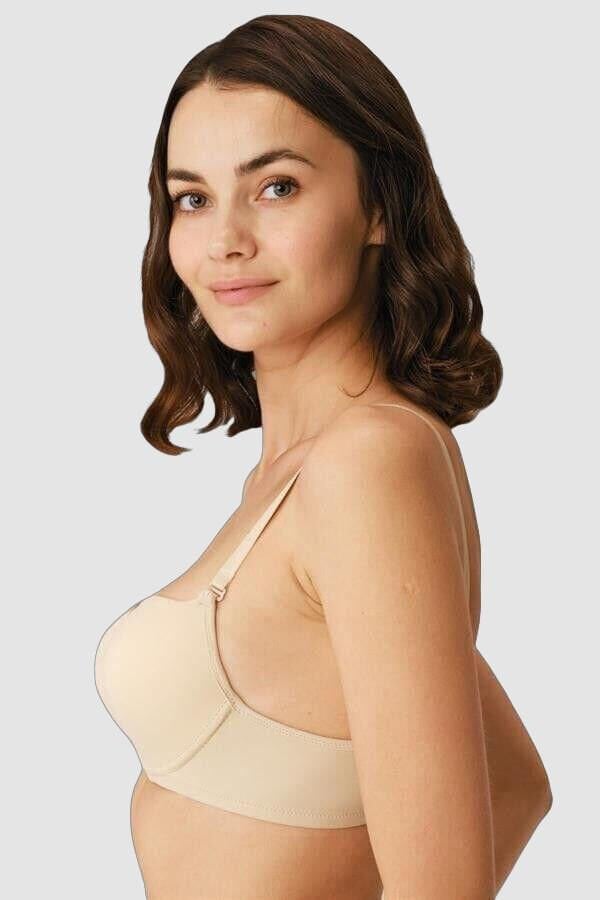 Balenli Desteksiz Dolgusuz Askıları Çıkabilen Günlük Klasik T-Shirt Sütyeni