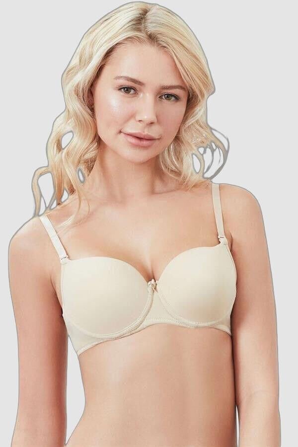 Balenli Desteksiz Dolgusuz Askıları Çıkabilen Günlük Klasik T-Shirt Sütyeni