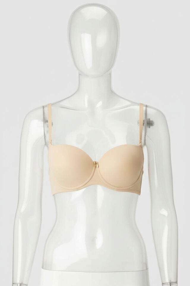 Balenli Desteksiz Dolgusuz Askıları Çıkabilen Günlük Klasik T-Shirt Sütyeni