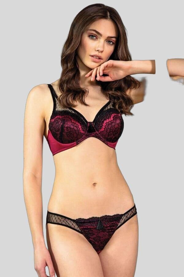 Arias Closet Balenli Desteksiz Dolgusuz Dantelli Sütyen ve Slip Takım