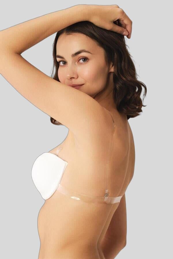 Kadın Balenli Destekli Dolgulu Askısız Straplez Sırtı Şeffaf Sırt Dekoltesi Sütyeni