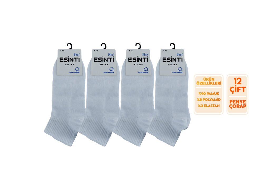 Esinti 28-1 %100 Pamuk Erkek Penye Patik 12'li