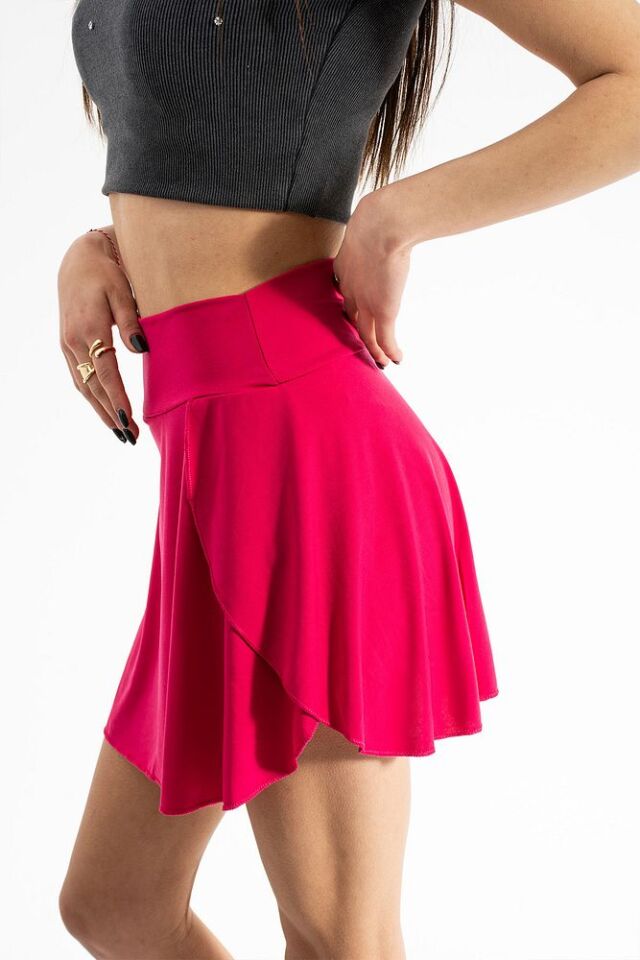 Kadın Şort Etek Cepli Rahat Fuşya - L/XL