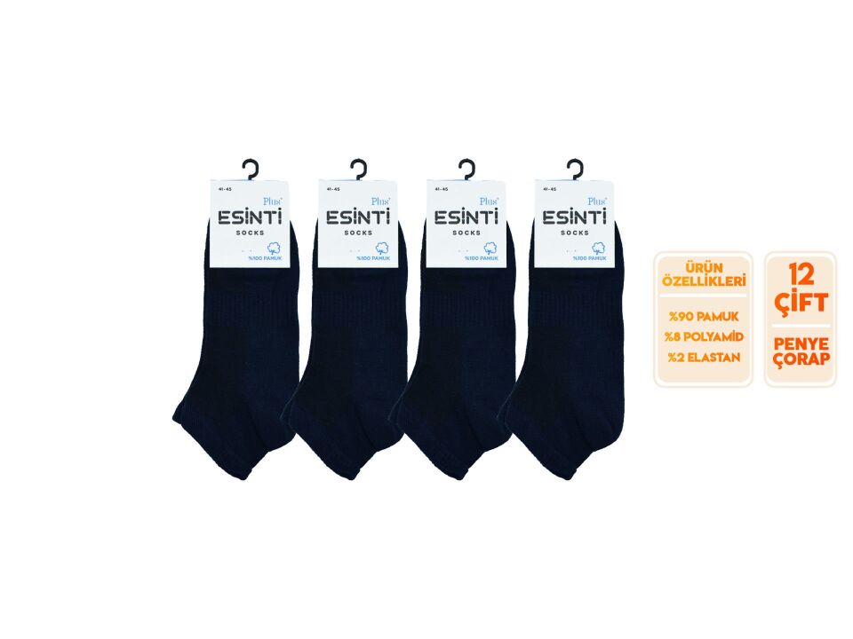 Esinti 28-6 %100 Pamuk Erkek Penye Patik 12'li