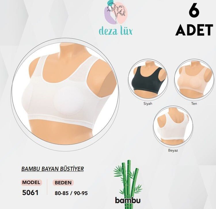 Dondeza 5061 Kalın Askılı Bayan Bambu Bustiyer 6'lı