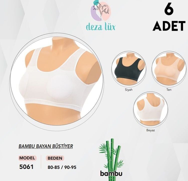 Dondeza 5061 Kalın Askılı Bayan Bambu Bustiyer 6'lı