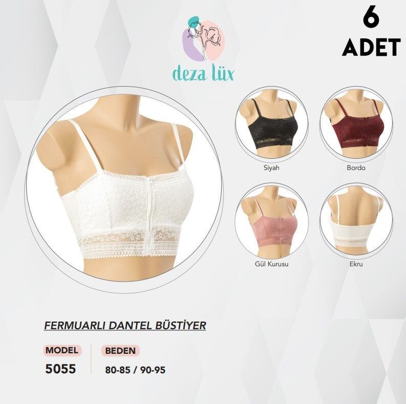 Dondeza 5055 Fermuarlı Dantel Bayan Bustiyer 6'lı