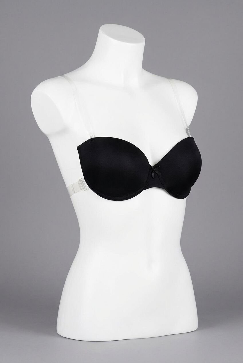 Kadın Balenli Destekli Dolgulu Askısız Straplez Sırtı Şeffaf Sırt Dekoltesi Sütyeni