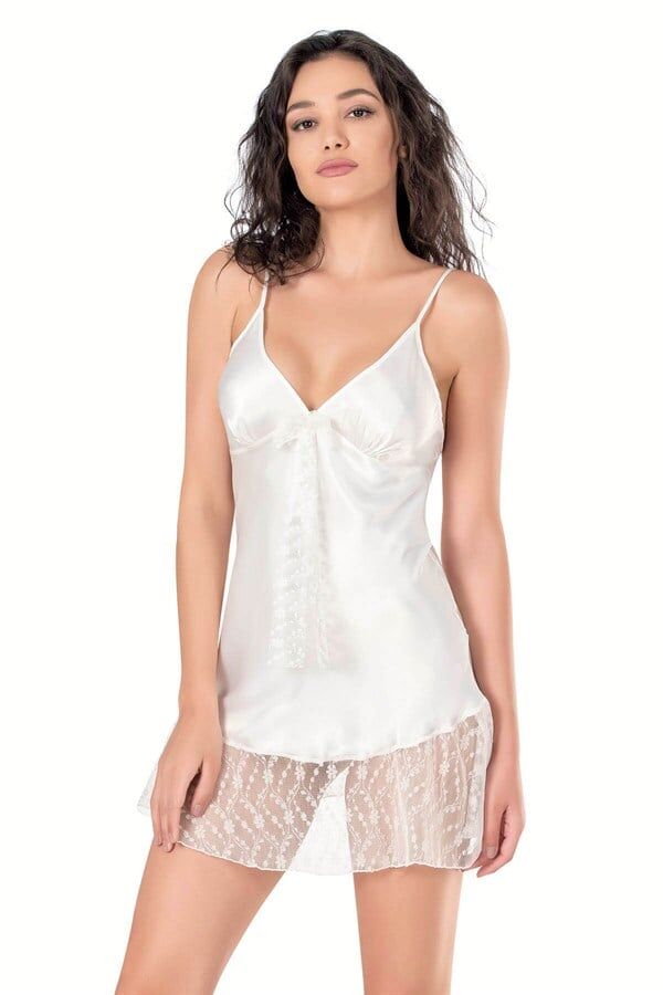 Arias Closet Ekru Kısa Saten Gecelik