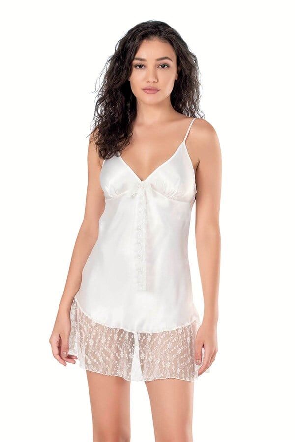 Arias Closet Ekru Kısa Saten Gecelik