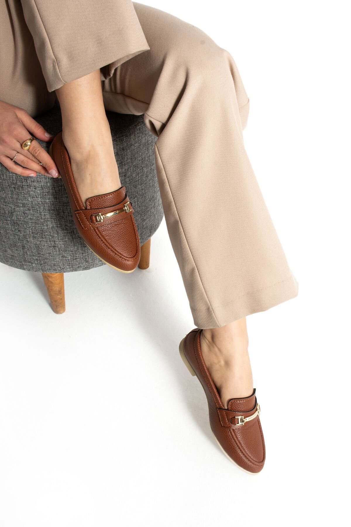 Kahverengi Toka Detaylı Şık Rahat Hafif Rahat Günlük Ayakkabı