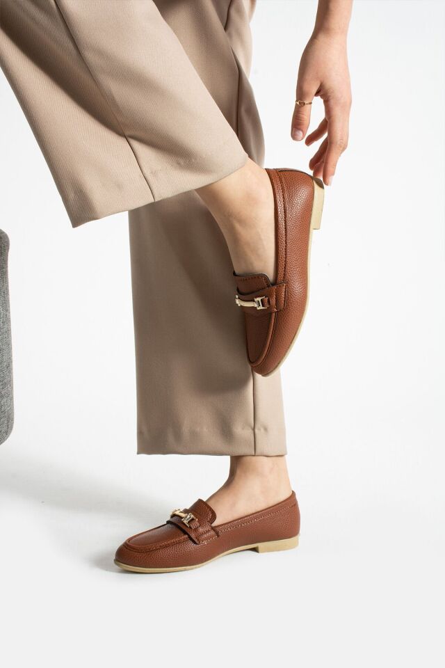 Kahverengi Toka Detaylı Şık Rahat Hafif Rahat Günlük Ayakkabı