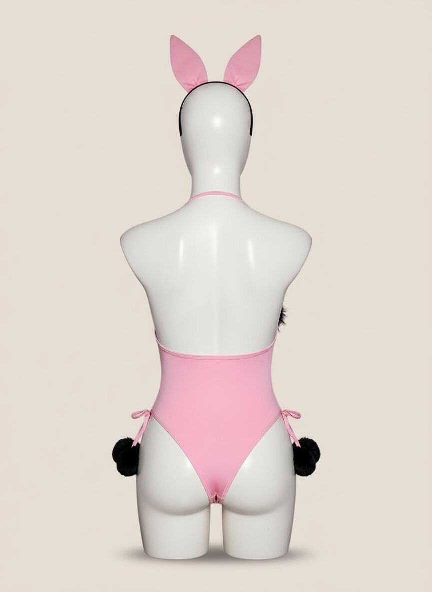 Arias Closet Pembe Siyah Ponponlu Fantezi Tavşan Kostümü