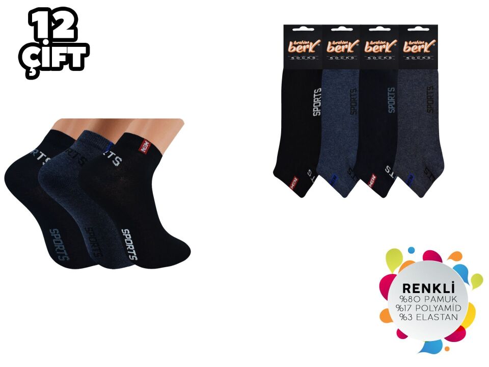 İbrahim Berk 11-38 Erkek Likralı Patik Çorap 12'li