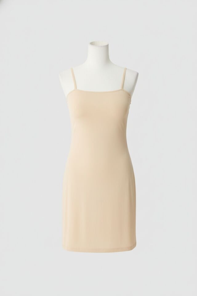 Mikropolyamid Kumaşlı Askıları Çıkabilen Straplez Kısa Elbise Altı Kombinezon