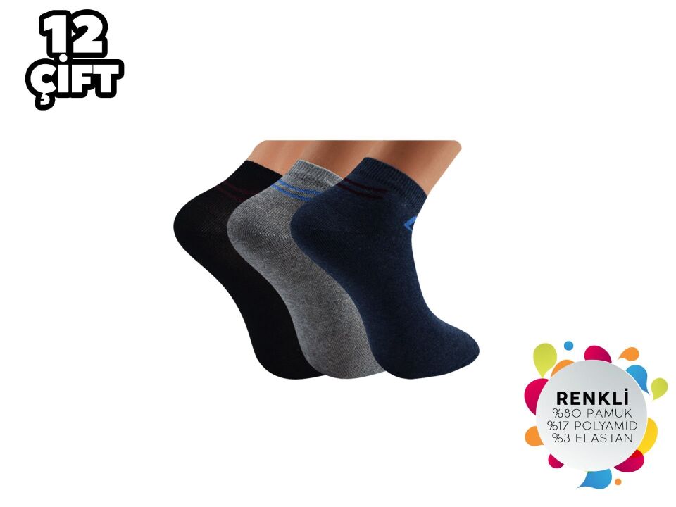 İbrahim Berk 11-47 Erkek Likralı Patik Çorap 12'li