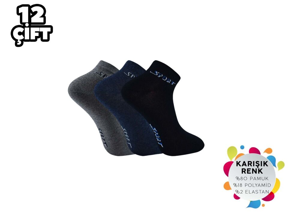 İbrahim Berk 11-45 Erkek Likralı Patik Çorap 12'li