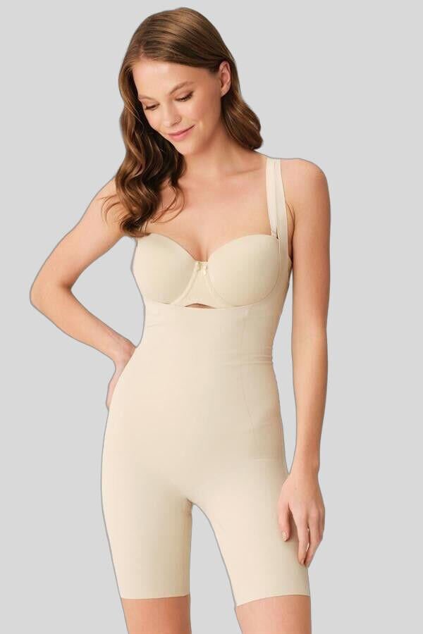 Kadın Mikro Kumaş Göğüs Altı Yapıştırma Paçaları Silikon Bantlı Altı Açık Paçalı Sıkı Badi Korse