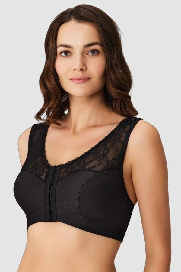 Arias Closet Balensiz Desteksiz Dolgusuz Geniş Askılı Toparlayıcı Önden Açılan Sırt Destekli Küçültücü Sütyen Siyah