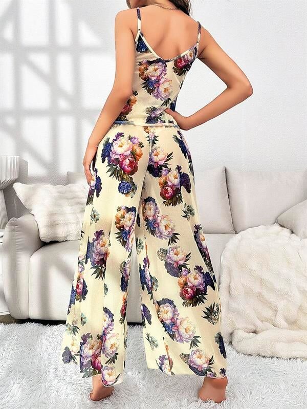 Arias Closet Özel Tasarım Çiçek Desenli Salaş Kesim Şık Dekolteli 2'li Takım