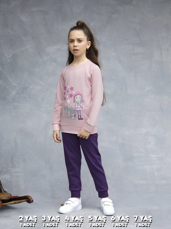 Elsima 3184 Kız Çocuk Uzun Kollu Pijama Takımı 6'lı (2-3-4-5-6-7 Yaş)