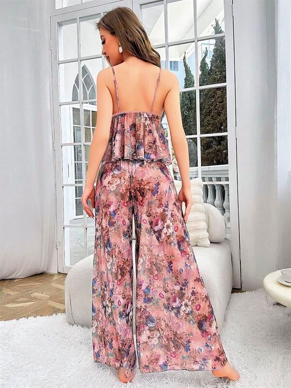 Arias Closet Özel Tasarım Çiçek Desenli Salaş Kesim Şık 2'li Takım