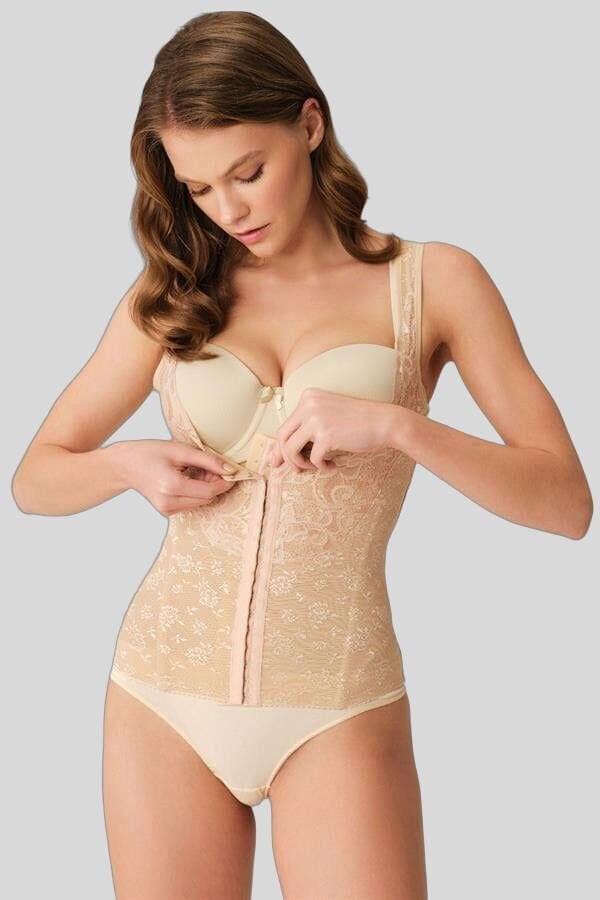 Kadın Toparlayıcı Bel İnceltici Dikişli Büyük Beden Kancalı Geniş Askı Sıkı Yelek Korse