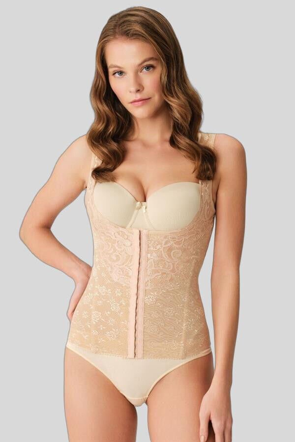 Kadın Toparlayıcı Bel İnceltici Dikişli Büyük Beden Kancalı Geniş Askı Sıkı Yelek Korse