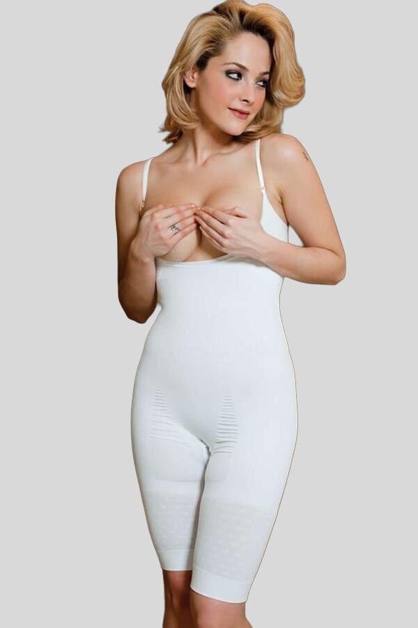 Kadın Toparlayıcı Vücut İnceltici Dikişsiz Uzun Paça Altı Açık Badi Korse