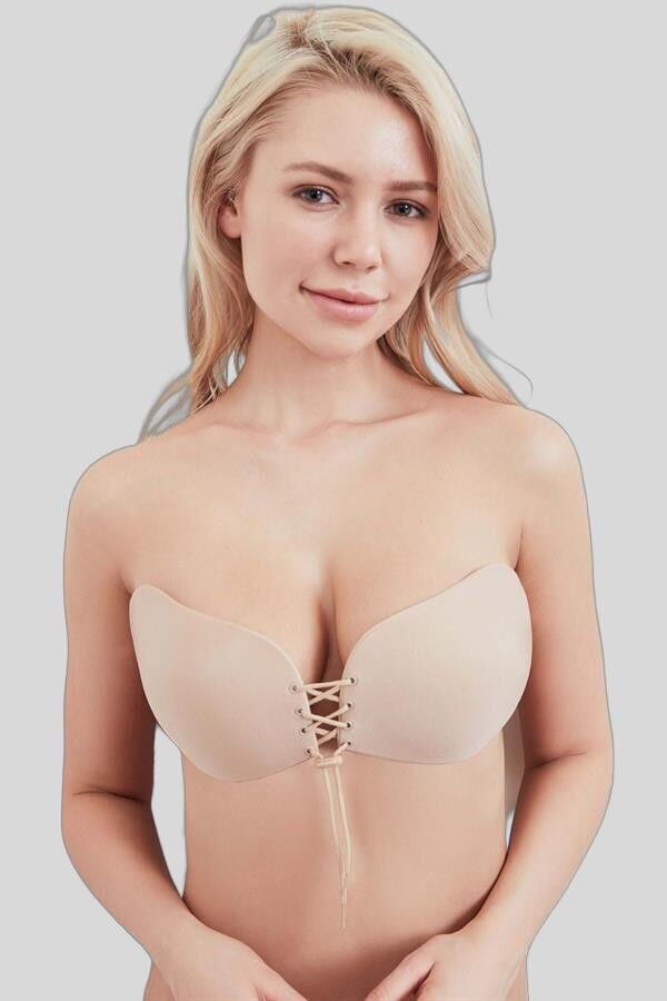 Kadın Askısız Straplez Ortadan Ayarlanabilir Yapışkan Abiye Altı Dekolte Sütyeni