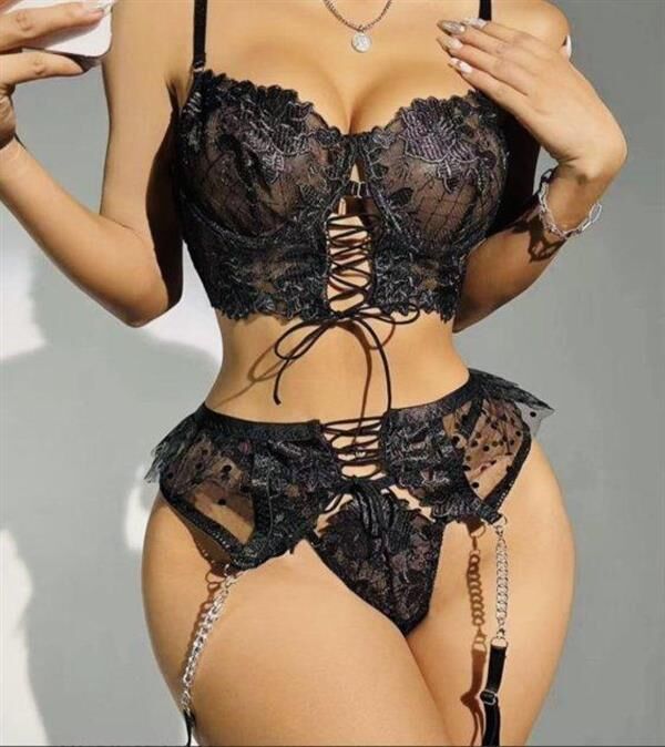 Arias Closet Büstiyerli Dantel Fantezi Siyah Jartiyer Takımı