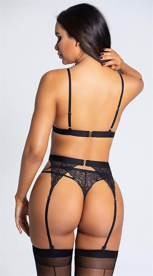 Arias Closet Özel Tasarım Leopar Desenli Dekolteli Fantezi Jartiyer Takımı