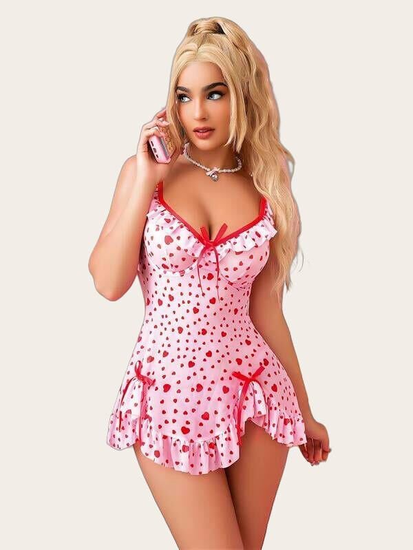 Arias Closet Kalp Desenli Fantezi Gecelik