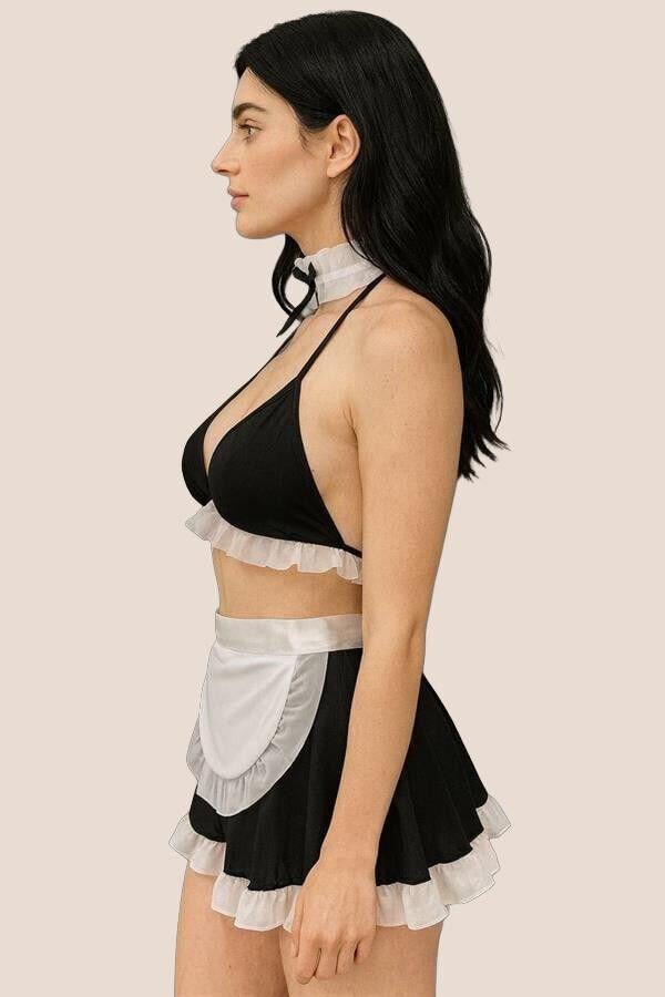Arias Closet Siyah Beyaz Fantezi Seksi Hizmetçi Kostümü