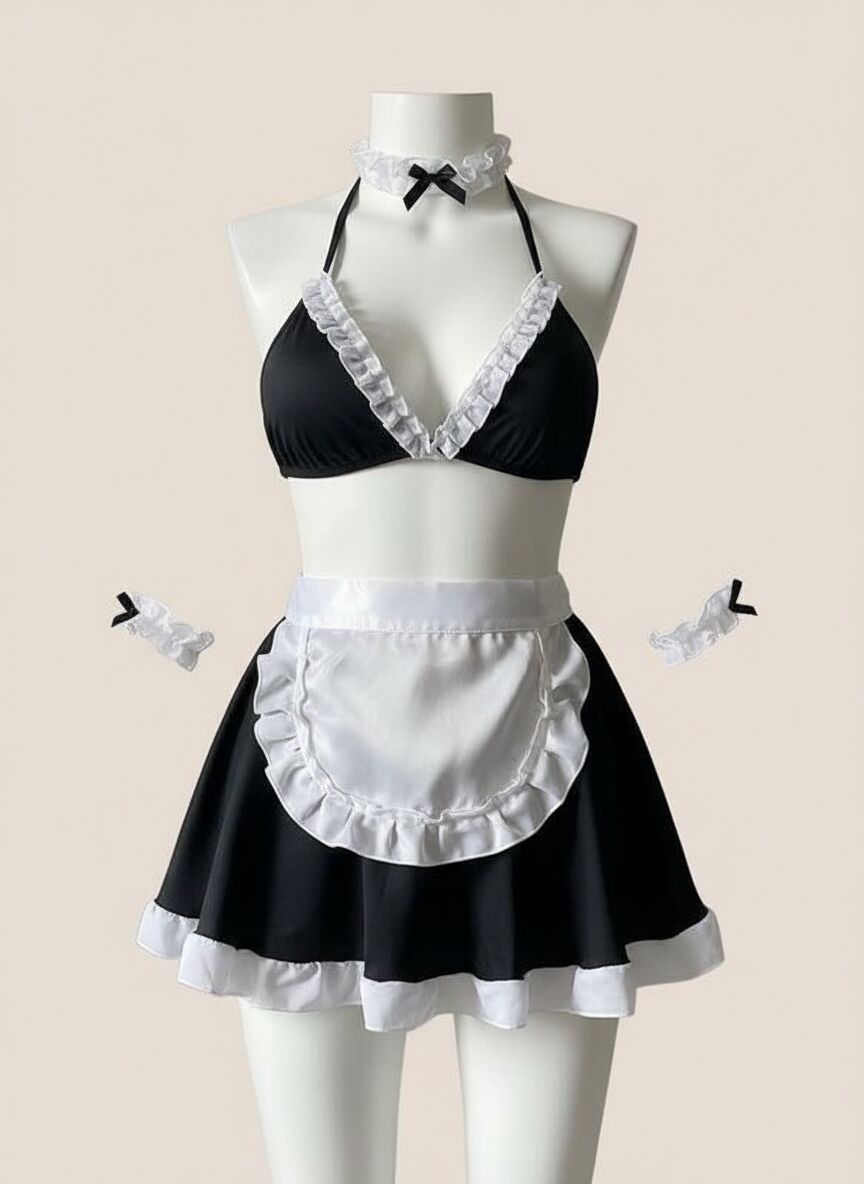 Arias Closet Siyah Beyaz Fantezi Seksi Hizmetçi Kostümü