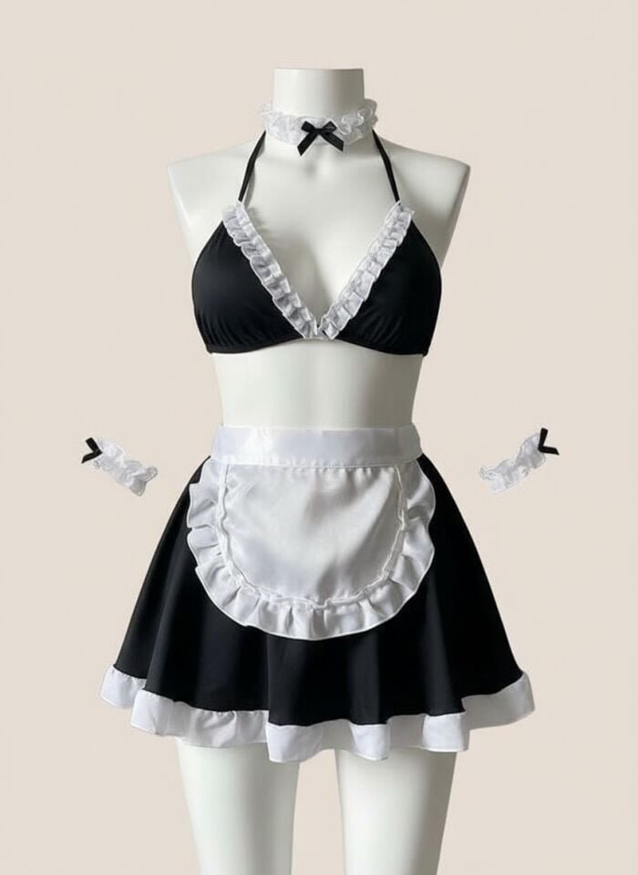 Arias Closet Siyah Beyaz Fantezi Seksi Hizmetçi Kostümü