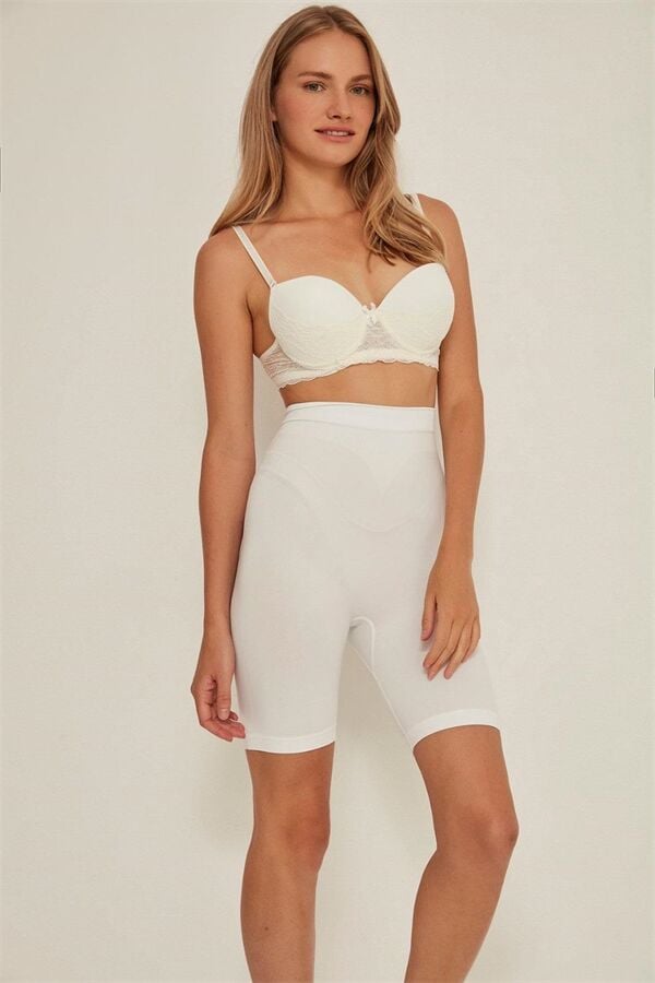 Arias Closet Beyaz MI Emay 3005 Soft Uzun Paçalı Boxer Korse