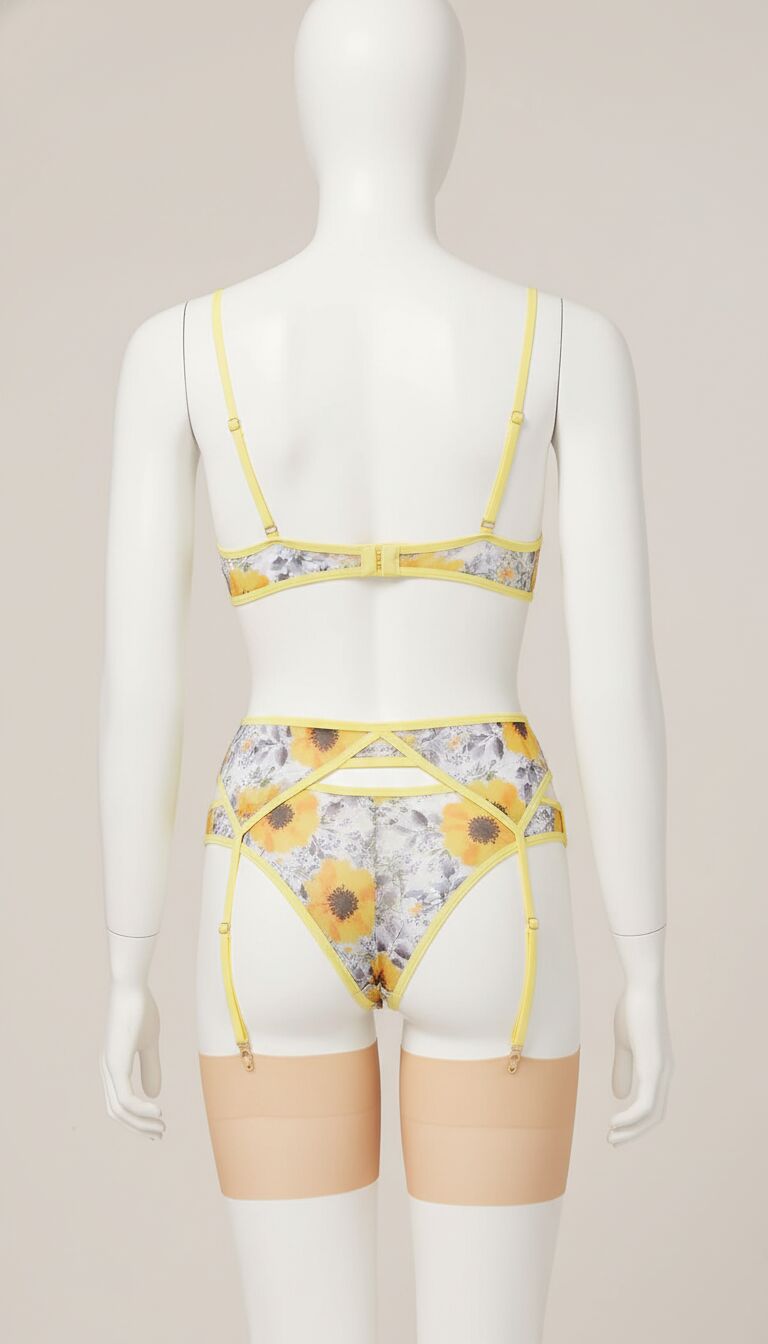 Arias Closet Sarı Çiçekli Jartiyer Takım